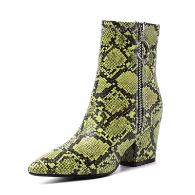 Damen-Stiefeletten mit Metallreißverschluss, Schlangenmuster, Blockabsatz, Gr. 40-43 - 7