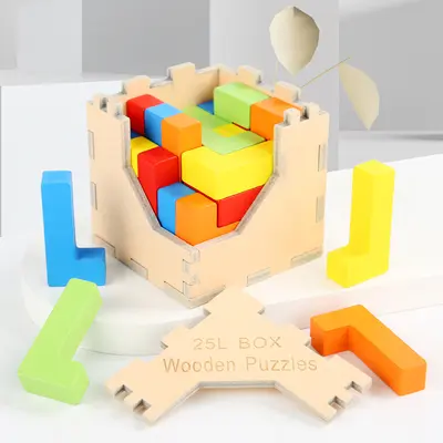 3D Wooden Kongming Lock and Luban Lock Puzzle for Children, 54 Pieces - 13