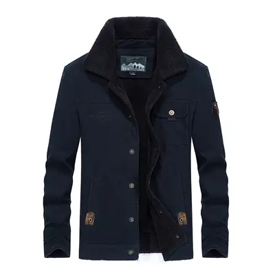 Men's Velvet Thick Cotton-Padded Winter Jacket for Middle-Aged and Elderly Men - 8