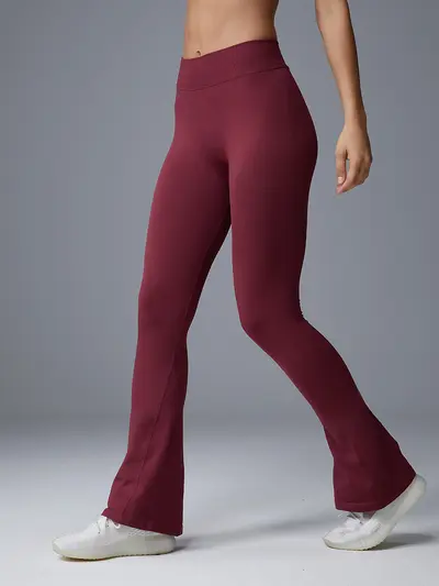 Yoga Geniş Paça Pantolon, Orta Bel, Nefes Alabilir, Karın Toplayıcı Fitness Kloş Pantolon - 5