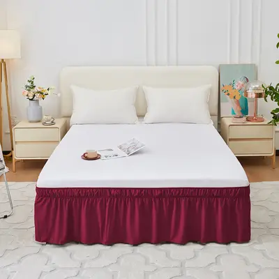 Elastic Pleated Hotel Bed Skirt, Solid Color, Single Size - 12