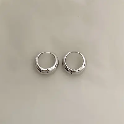 925 gümüş halka küpe, minimalist tasarım, kadın ve erkek - 4