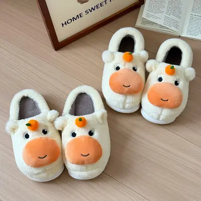 Capybara Cotton Slippers for Women, Winter, Non-Slip, Closed-Toe