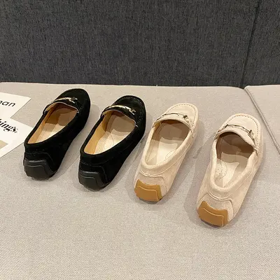 Women's Genuine Leather Slip-On Loafers, Casual Flat Shoes, Spring 2025