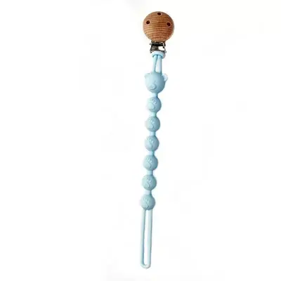 Baby Silicone Pacifier Chain Bear Anti-Lost Beech Wood Clip - 7