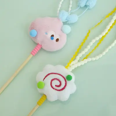 Star Moon Cloud Tassel Long Stick Cat Teaser Wand - 3