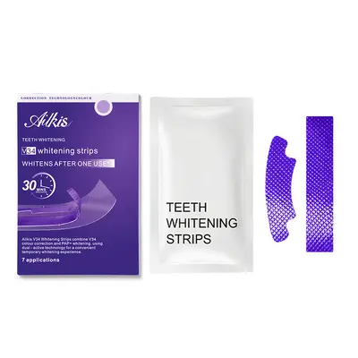 V34 Whitening Teeth Strips, Gentle Cleaning, Removes Smoke and Tea Stains, 7 Pack - 7