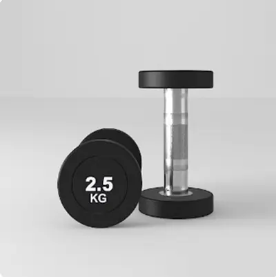 Fixed dumbbell set, rubber coated, round head, pure steel