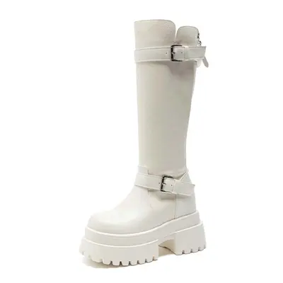 Hohe Reitstiefel mit Innenerhöhung, Damen Beinverlängernde Winterstiefel