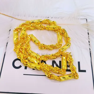 Brass jewelry men's necklace bold twisted chain gold plated decorative men's necklace cross-border factory wholesale