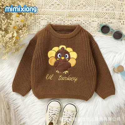 Baby Knitted Sweater with 3D Chicken Pattern, Autumn and Winter