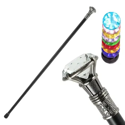 Elegant British-Style Gentleman Cane with Diamond Crystal Handle