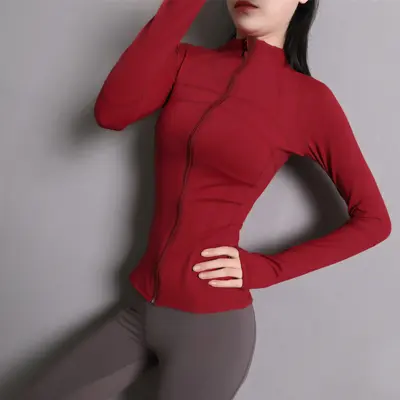 Women's Long Sleeve Running Jacket, Quick-Dry Sports Outerwear, White - 2