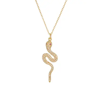 Titanium steel women's necklace, non-fading, brass detail - 6