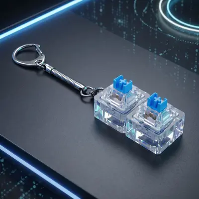 PC9键机械键盘减压按键指尖玩具解压钥匙扣试轴器LED灯透明底座 - 9