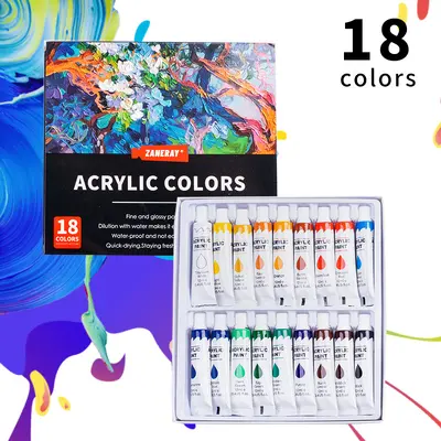 Akrilik boya seti 12 ml, çocuk çizim, DIY yumuşak tüp - 8
