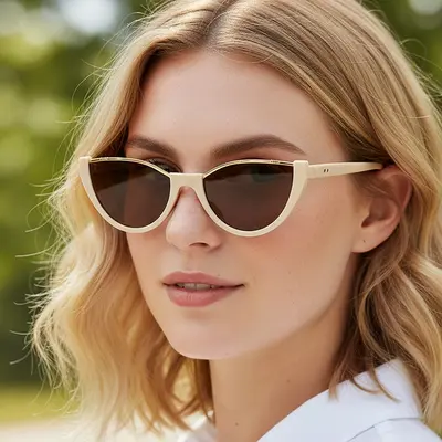 Cat-Eye-Halbrahmen-Partysonnenbrille mit UV-Schutz - 2