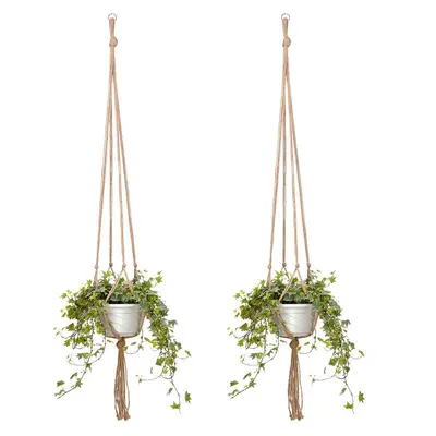 Woven Hanging Planter Basket, Hemp Rope, Indoor and Outdoor - 3