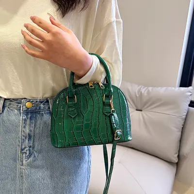 Women's Crocodile Pattern Shell Shoulder Bag, Korean Style Crossbody - 4