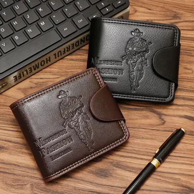 Men's Short Multifunctional Wallet, Retro Cartoon Design - 3