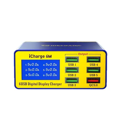 Weixiulao USB-Mehrfachladegerät, Schnellladung, digitale Anzeige, iCharge 6M