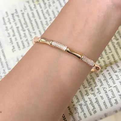 Bambu düğüm bilezik, taşlı, minimalist tasarım, kadın için - 3