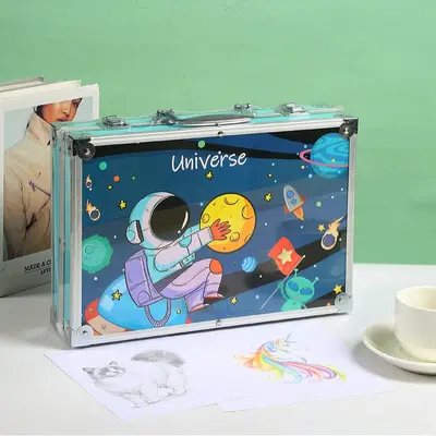 Suluboya kalem çocuk 145 alüminyum kutu fırça seti sanat kırtasiye malzemeleri renkli kalem grafiti suluboya kalem üreticisi toptan - 9