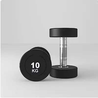 Fixed dumbbell set, rubber coated, round head, pure steel - 9