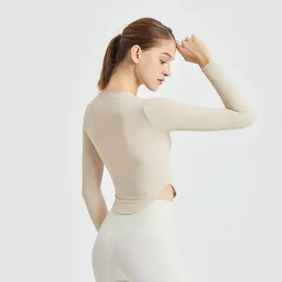 Yoga üstü, uzun kollu, hızlı kuruyan fitness giyim - 9