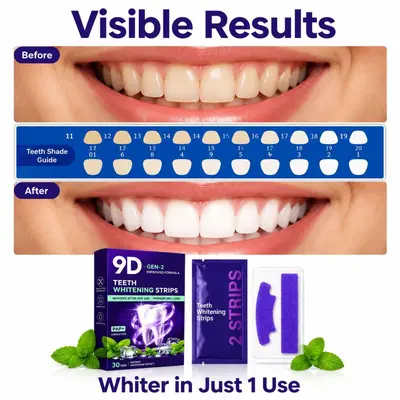 V34 Purple Teeth Whitening Strips, Stain Removal, Gum Protection - 5