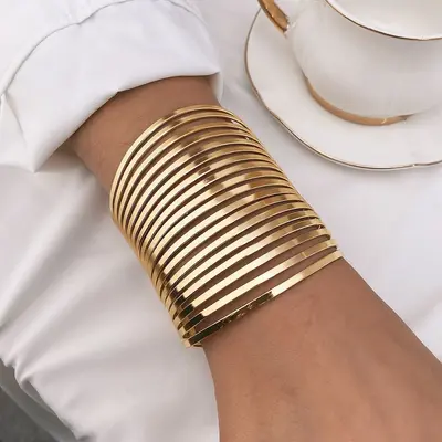 Im europäischen und amerikanischen Internet berühmter übertriebener breiter glänzender Armreif im böhmischen Stil mehrschichtiges Legierungsarmband Damenhandschmuck - 13