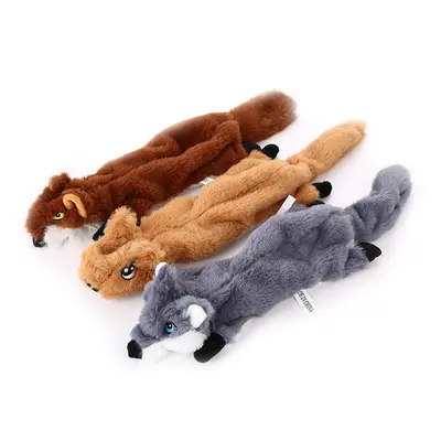 Leather-Shell Plush Squirrel Squeaky Dog Toy - 6
