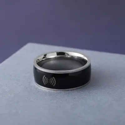 NFC smart ring, stainless steel, black - 1