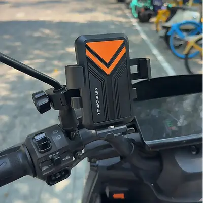 Q14 Bicycle and Motorcycle Phone Holder, Mounts to Rearview Mirror Without Tools - 3