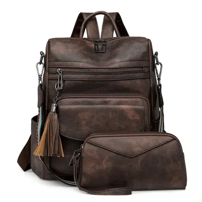 Grenzüberschreitender PU Damen Winter neu Europa und Amerika Retro vielseitiger Rucksack Damen hochwertig zweifarbiger Quasten Rucksack Großhandel - 8