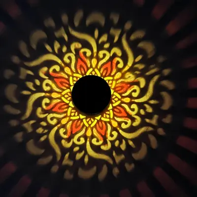 Solar Outdoor Wall Light with Mandala Sunflower Projection - 9