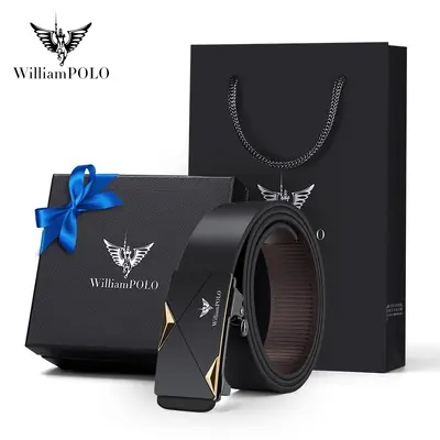 Emperor Paul Men's Genuine Leather Automatic Buckle Belt, Stylish and Versatile Business Belt, Premium Men's Belt Wholesale. - 9