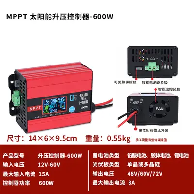 MPPT Solar-Boost-Controller, 600W/1200W, 48V/60V/72V - 6