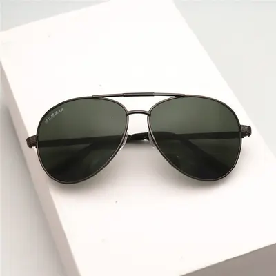 Large Square Sunglasses, Crystal Flat Lens, Full Metal Frame - 10