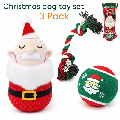 Cross-border New Arrival Christmas Pet Dog Toy Set, Squeaky Interactive Chew Ball Dog Toys, Best-Selling Wholesale