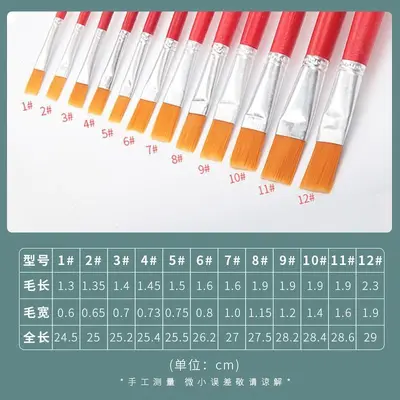 工厂直销 红杆尼龙毛油画笔 单支水粉丙烯绘画彩绘笔排笔油画笔