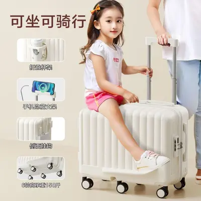 Kinderkoffer mit Sitzfunktion Mädchen Trolley Reisegepäck 20 Zoll Handgepäck Jungen Reisekoffer kleine Lederkoffer - 7