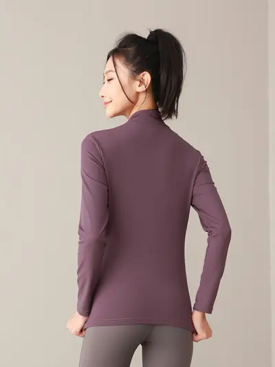 春季瑜伽服女长袖健身上衣新款跑步速干衣修身训练运动服女现货