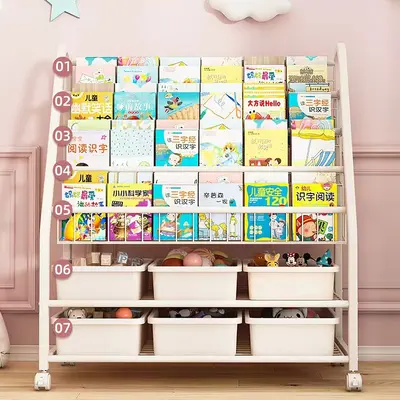 Multi-Layer Children's Bookshelf with Toy and Picture Book Storage, Wall-Side Floor Shelf