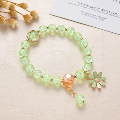 Kadınlar için sınır ötesi sıcak satış küçük papatya patlama bilezik, çok yönlü üst düzey pembe kristal ayçiçeği kristal bilezik Yiwu el takıları