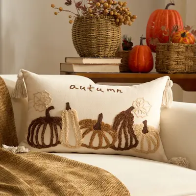 Beliebte Temu Grenzüberschreitung PC Herbst Ahornblatt Kürbis gemusterter Kissenbezug Thanksgiving Dekoration Wohnzimmer Sofa Sitzkissen Bezug - 10