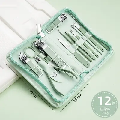 Maniküre-Set, 35-teilig, Grün, mit Nagelschere - 8