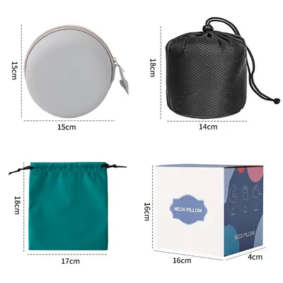 U-shaped pillow accessory set with bag, mask and earplugs