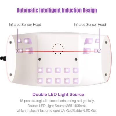 54W UV LED tırnak kurutucu, akıllı sensörlü, USB şarjlı