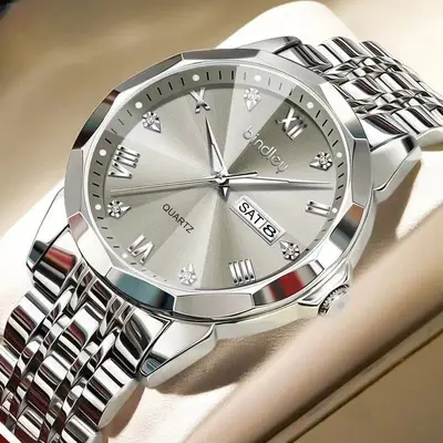 Men's watch, automatic mechanical, steel band, waterproof